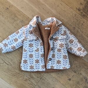 Kids Floral Jean Jacket with Brown Lining